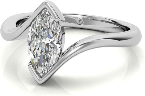 Celeste Marquise Cut 1 Carat GRA Certified Moissanite Ring in 925 Silver with Rhodium Plating