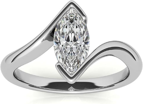 Celeste Marquise Cut 1 Carat GRA Certified Moissanite Ring in 925 Silver with Rhodium Plating