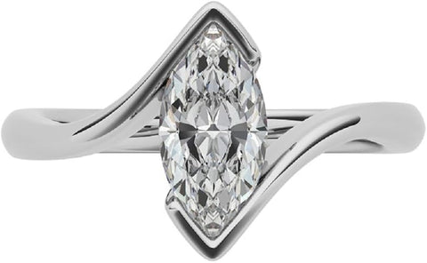 Celeste Marquise Cut 1 Carat GRA Certified Moissanite Ring in 925 Silver with Rhodium Plating
