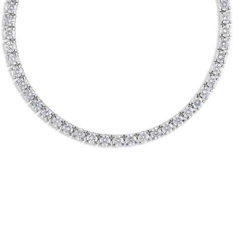 Moissanite Tennis Necklace 925 Sterling Silver with Rhodium Plating