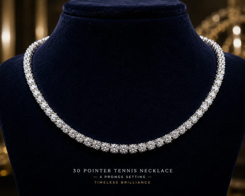 Moissanite Tennis Necklace 925 Sterling Silver with Rhodium Plating