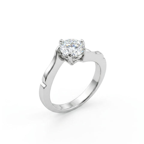 1 CT Round Cut Solitaire Ring | IGI Certified Lab Diamond or GRA Moissanite | Rhodium Plated 925 Silver