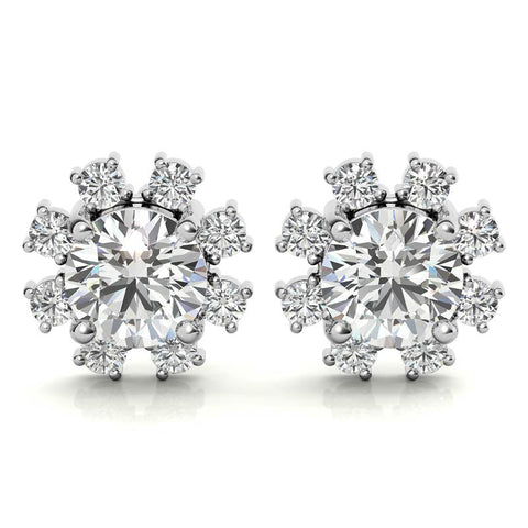 Round Cluster Style Moissanite Stud Earrings