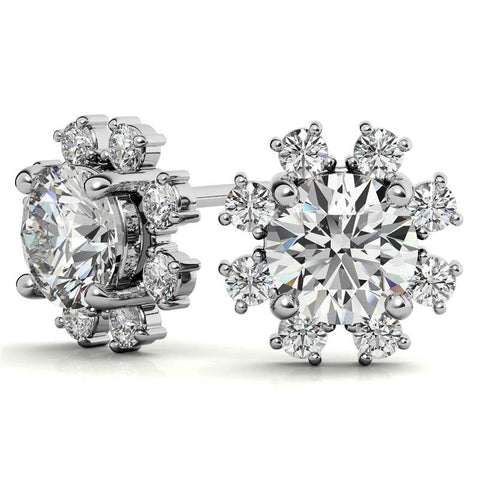 Round Cluster Style Moissanite Stud Earrings