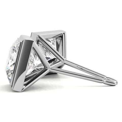 Bezel Martini Princess Moissanite Stud Earrings
