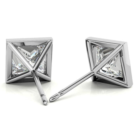 Bezel Martini Princess Moissanite Stud Earrings