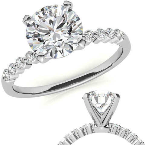 Moissanite Shared Prong Engagement Ring, 0.20ct