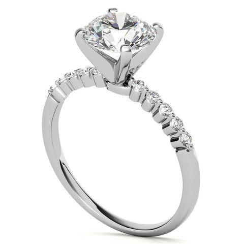 Moissanite Shared Prong Engagement Ring, 0.20ct