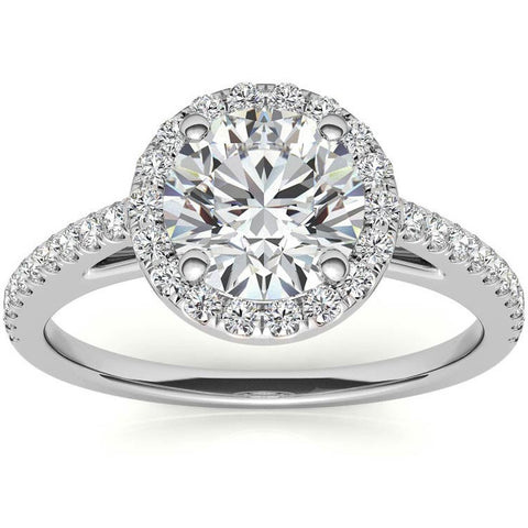 Round Petite Halo Moissanite Engagement Ring