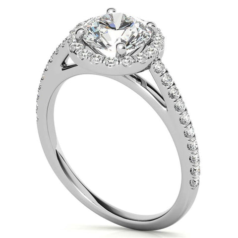 Round Petite Halo Moissanite Engagement Ring
