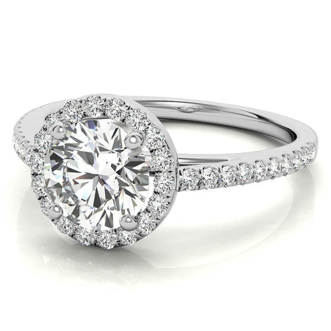 Round Petite Halo Moissanite Engagement Ring