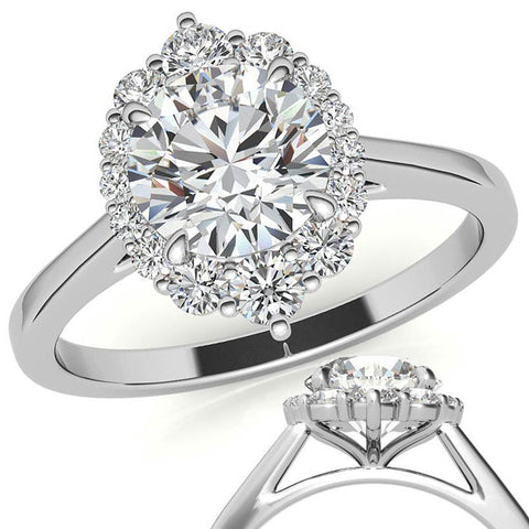 Round Graduated Halo Moissanite Engagement Ring