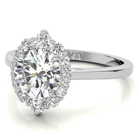 Round Graduated Halo Moissanite Engagement Ring