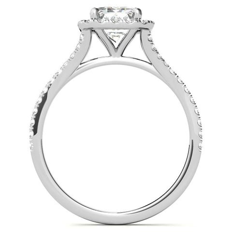 Petite Emerald / Radiant Split Shank Moissanite Halo Engagement Ring