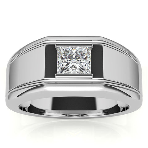 5.5mm, 1.1ct Princess Mens Moissanite Ring