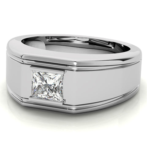 5.5mm, 1.1ct Princess Mens Moissanite Ring