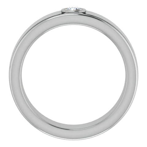 3.5mm/0.15ct Round Bezel Set Moissanite Mens Ring