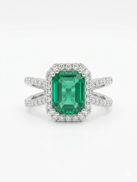 Lab grwon emrald ring