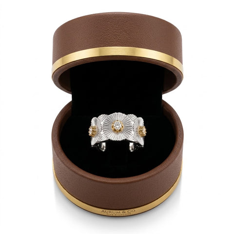 The Aurora Band: Sandblast 925 Silver & Moissanite Ring
