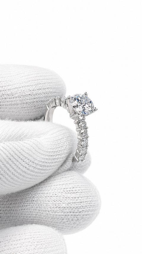 The Solstice Pavé Solitaire": 2.0 Carat Moissanite Ring