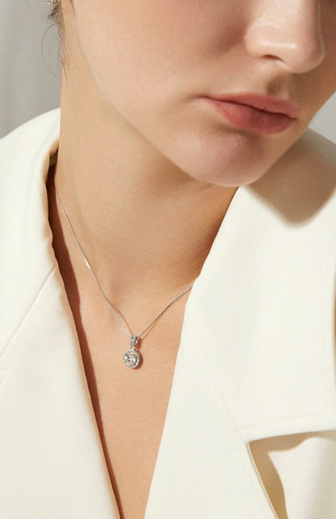 Moissanite Halo Pendant