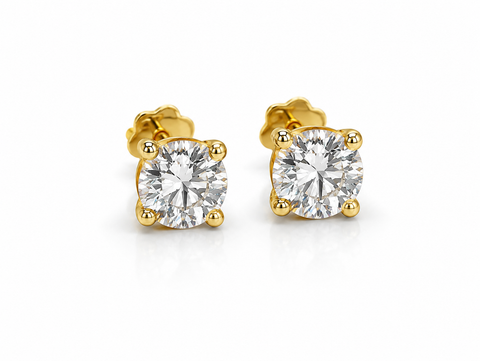 0.50 CTW IGI Certified Lab Grown Diamond Stud Earrings in 18K Yellow Gold