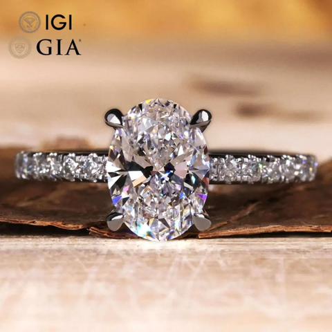 Lab grwon diamond oval Ring