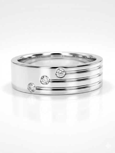 925 Silver Rhodium Plated Moissanite Ring