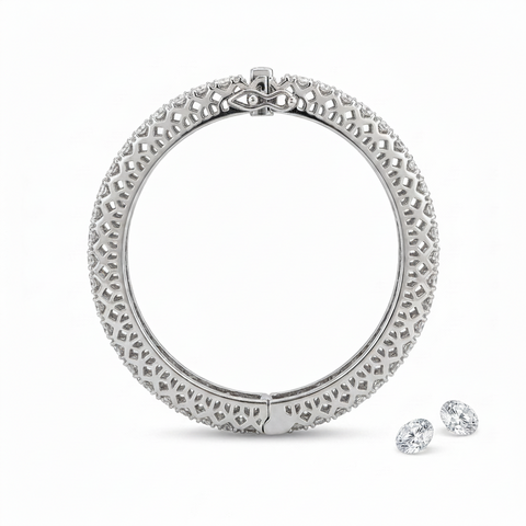 Certified Moissanite Diamond Bangle | Rhodium-Plated Silver 30-Pointer