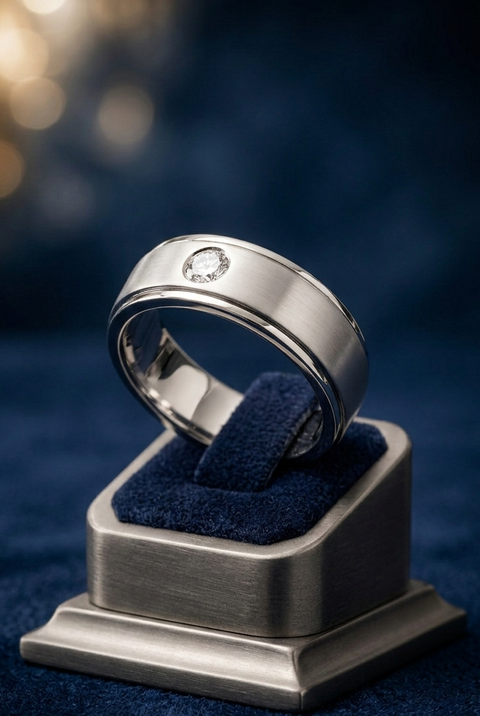 Men’s 0.18ct Natural Diamond Wedding Band – G Color VS1 White Gold Ring