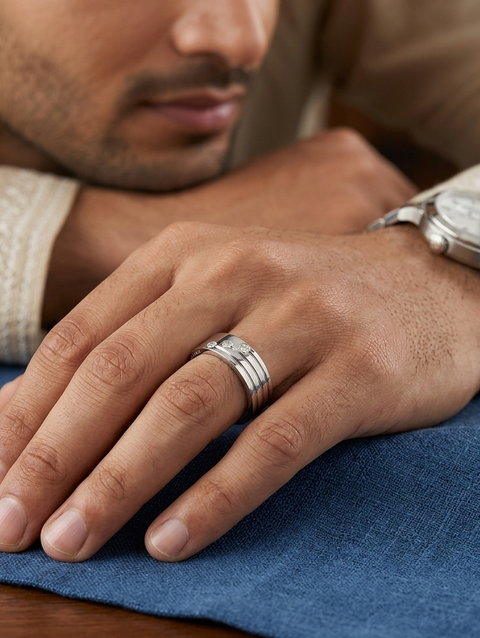 925 Silver Rhodium Plated Moissanite Ring