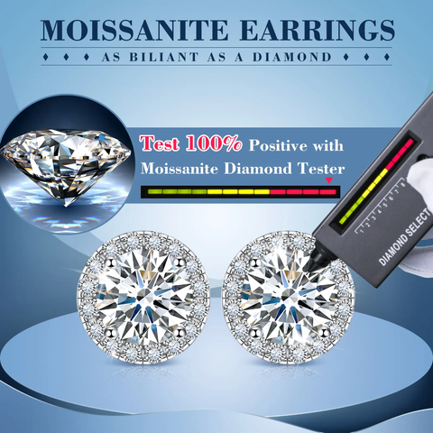 Moissanite Halo Stud