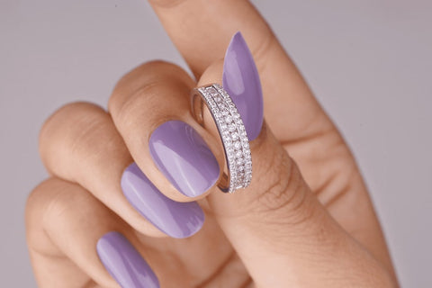 1.00 CTW Round Cut Moissanite Triple Row Band in Rhodium Plated Sterling Silver