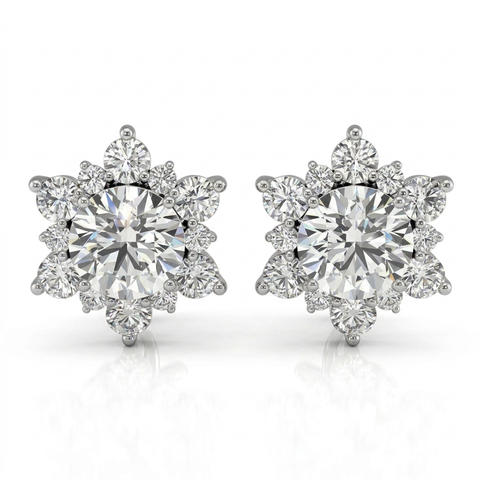 Sparkle Halo Moissanite Stud Earrings – 1CT GRA Certified (Rhodium Plated)