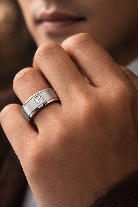 Men’s 0.18ct Natural Diamond Wedding Band – G Color VS1 White Gold Ring