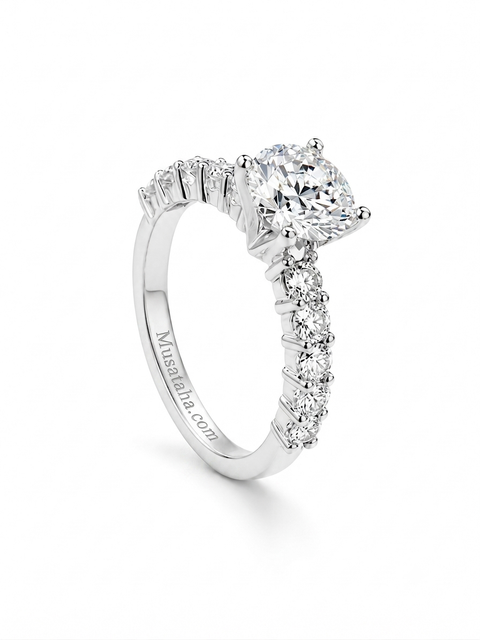 The Solstice Pavé Solitaire": 2.0 Carat Moissanite Ring