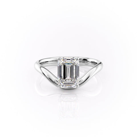 2ct Emerald Cut Moissanite Split Shank Solitaire Ring | 925 Sterling Silver
