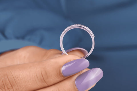 1.00 CTW Round Cut Moissanite Triple Row Band in Rhodium Plated Sterling Silver