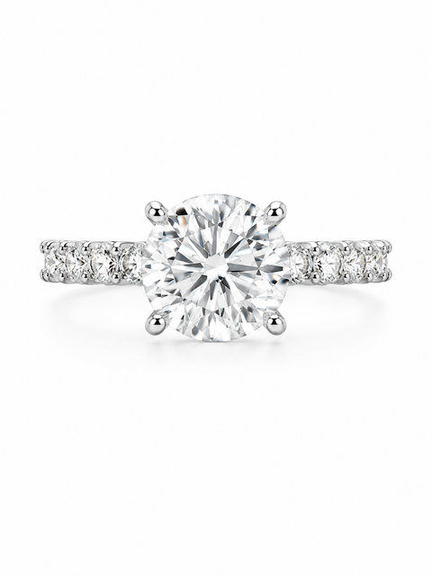 The Solstice Pavé Solitaire": 2.0 Carat Moissanite Ring