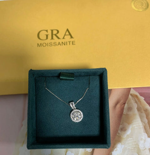 Moissanite Halo Pendant
